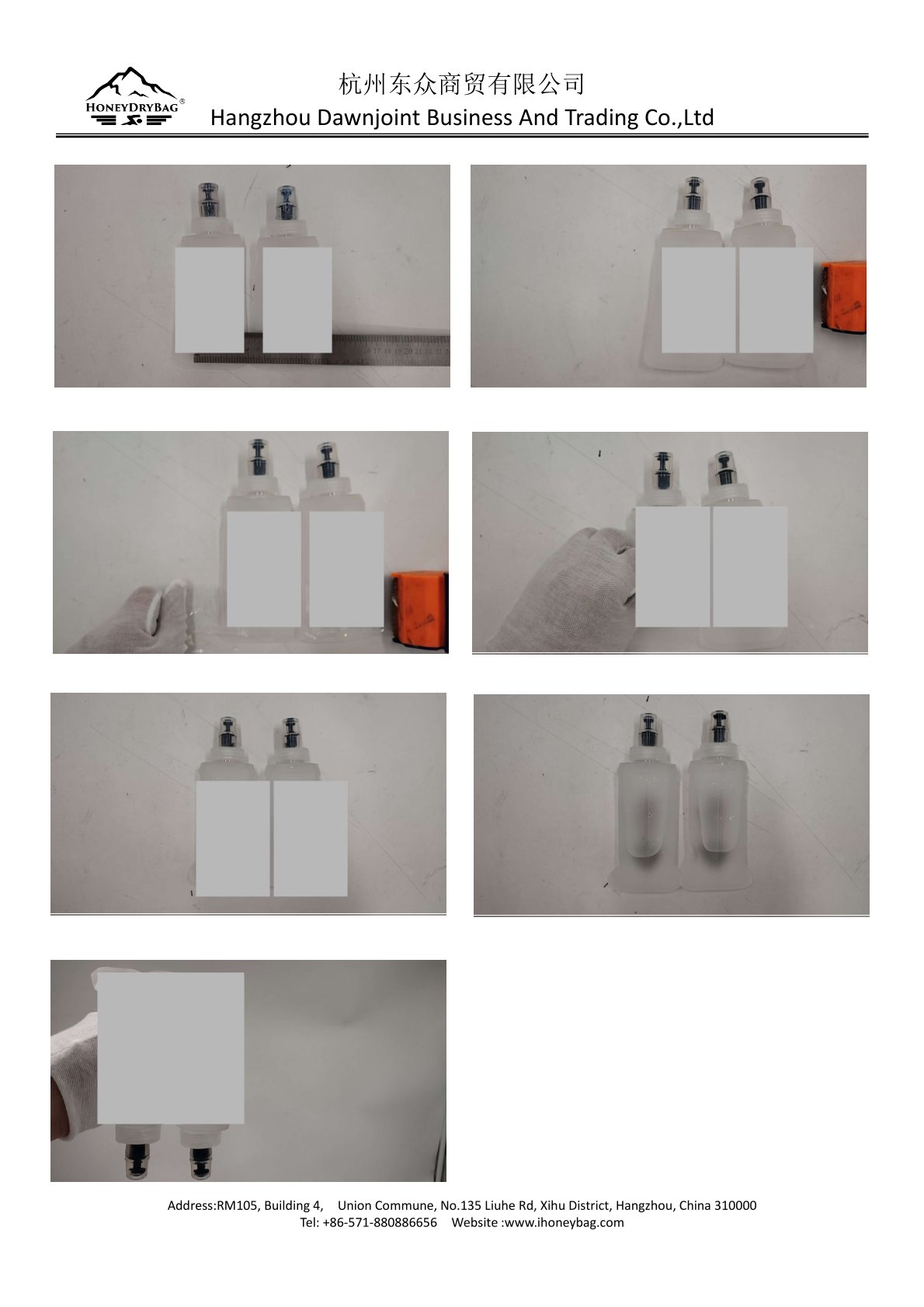 Soft flask sample inspected during water leakage testing