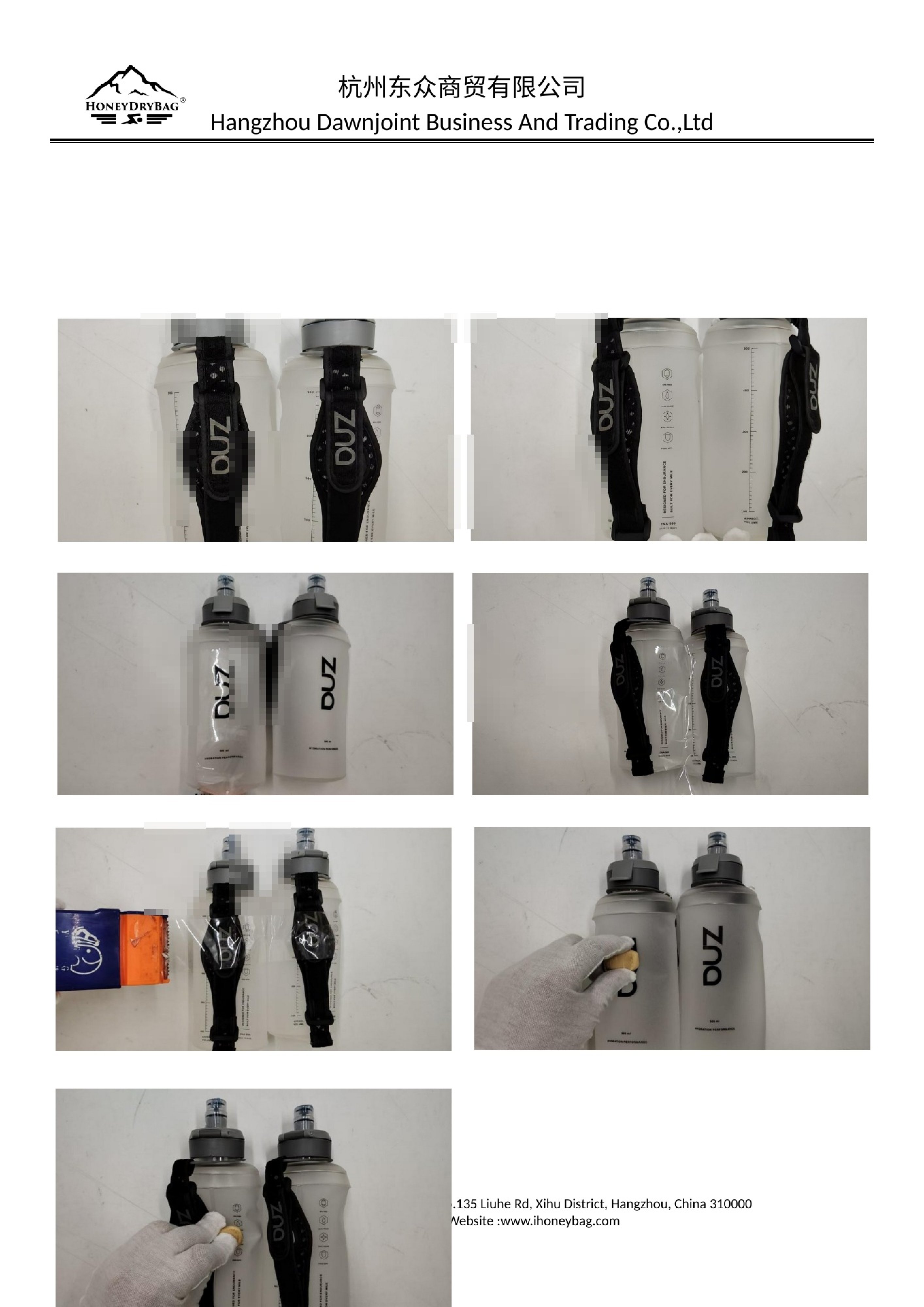 Custom soft flask dimensions and strap configuration checked during sample inspection